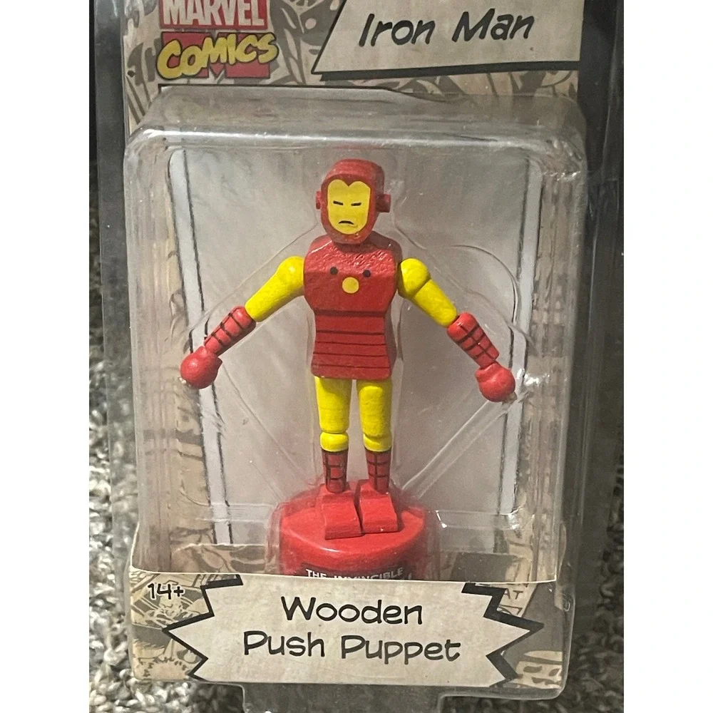 Marvel Comics‎ Iron Man Wooden Push Puppet Entertainment Earth Retro Toy New